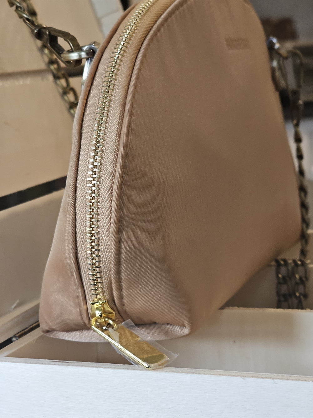 Burberry Tan Clutch with Bronze Crosbody Chain Added NWOT - Picture 3 of 14